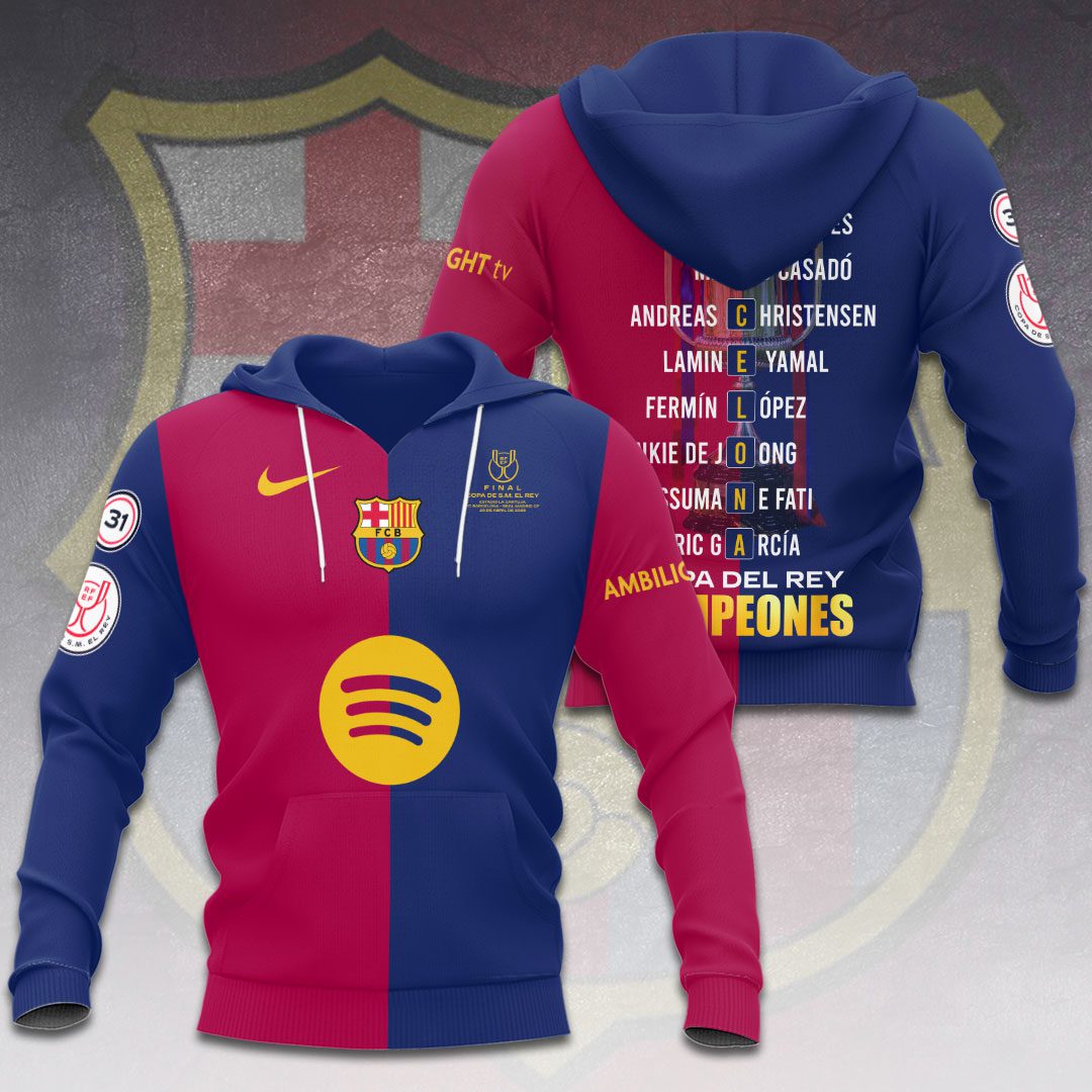 2025 Barcelona Fc Sport Performance 3D Hoodie For Sport Fans