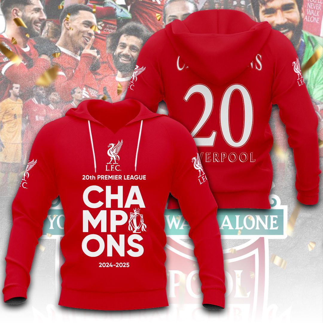 Liverpool Fc 20Th Champion 2025 Premier League Performance Hoodie