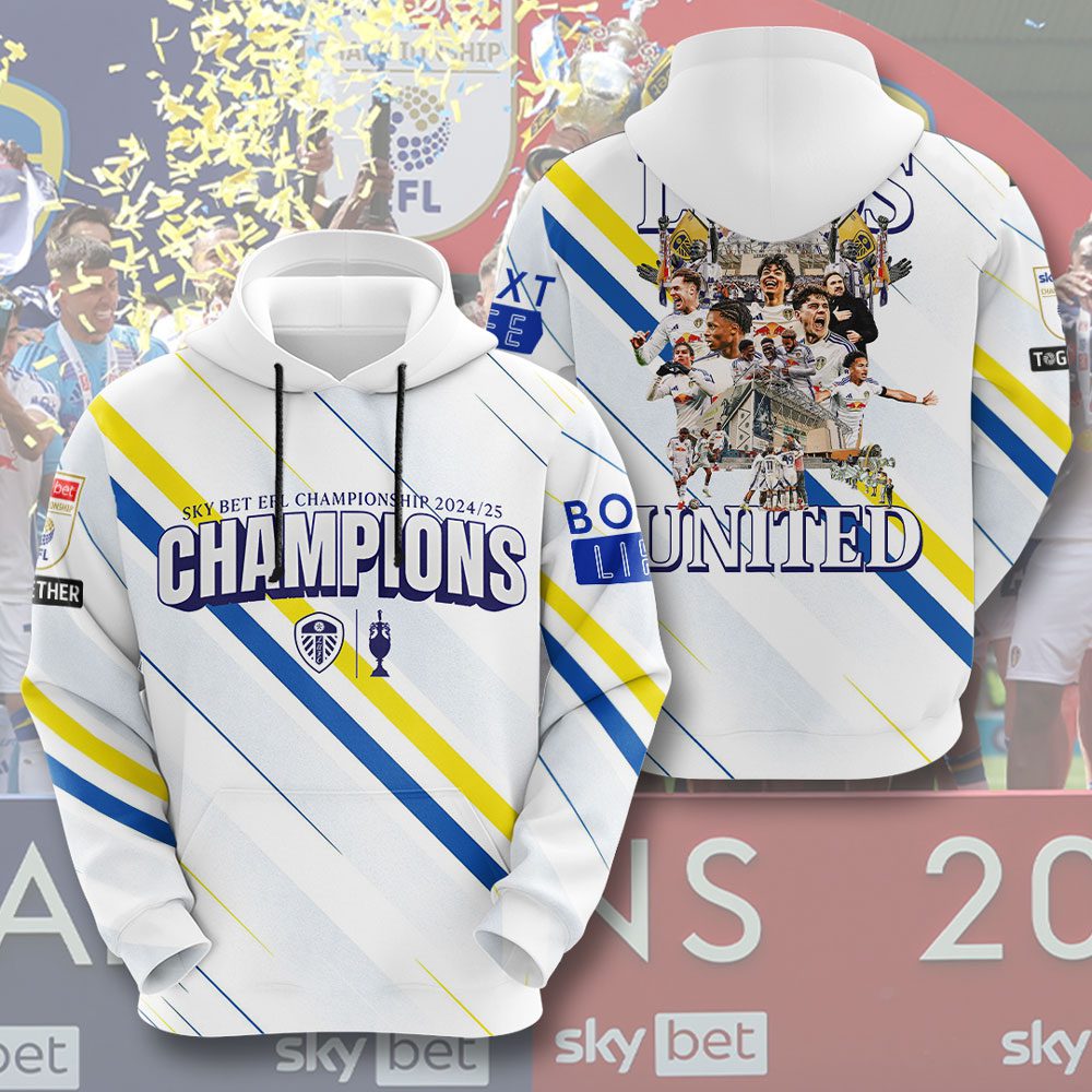 Leeds United Champions 2025 Performance Hoodie For Sport Fans
