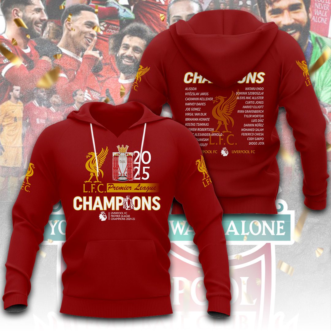 Liverpool Fc Champions Premier League Performance 2025 Pullover 3D Hoodie