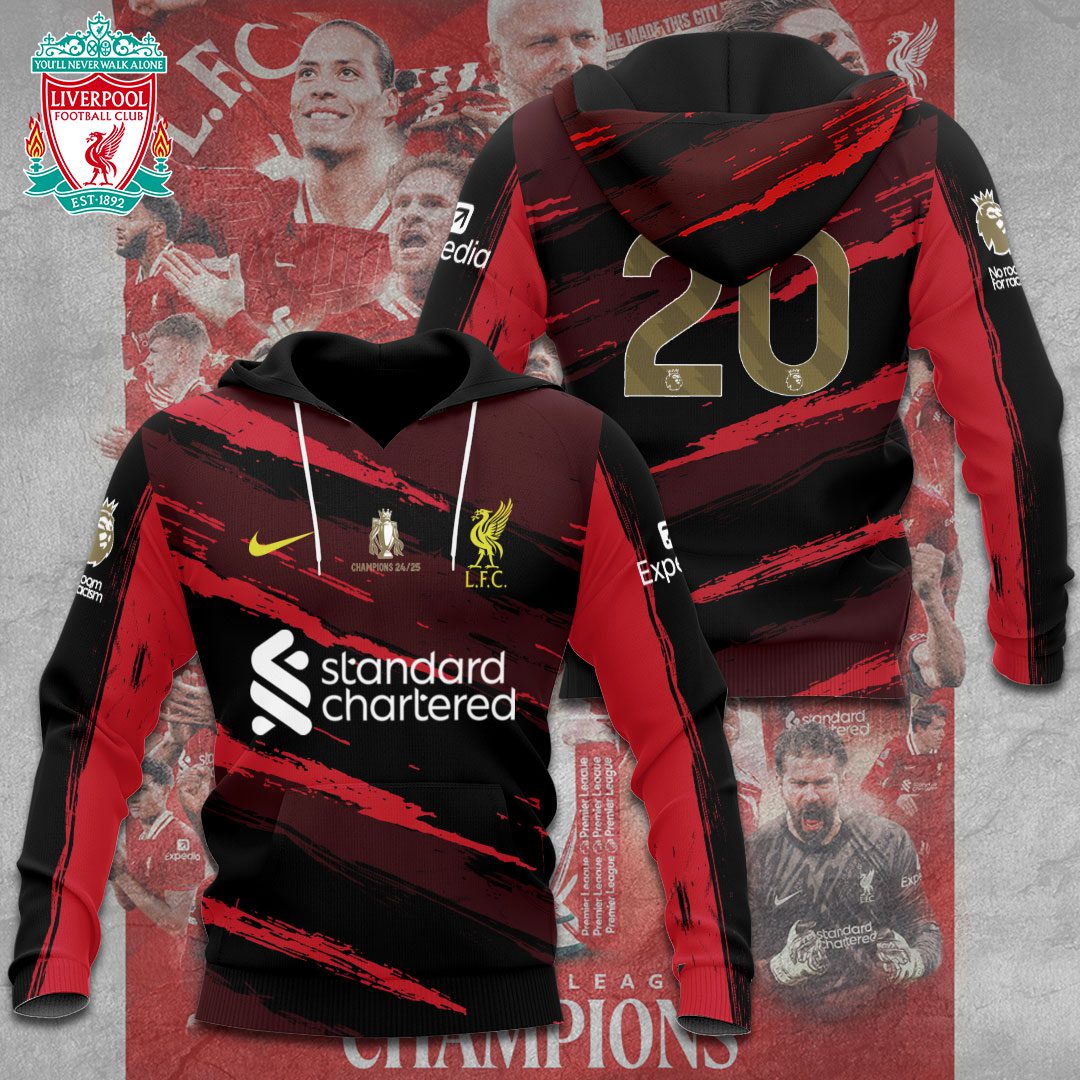 Liverpool Fc Champions 2025 Premier League Performance Hoodie