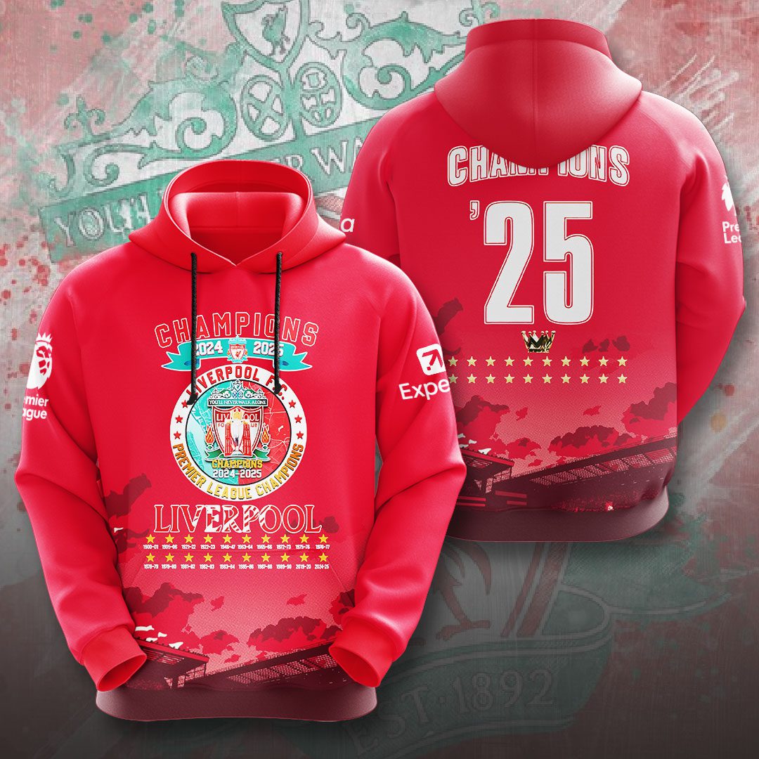 Liverpool Fc Champion 2025 Premier League Performance Hoodie For Fans