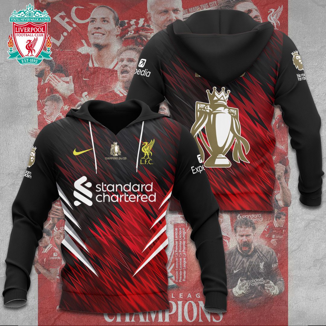 Liverpool Logo Champion 2025 Premier League Performance Hoodie