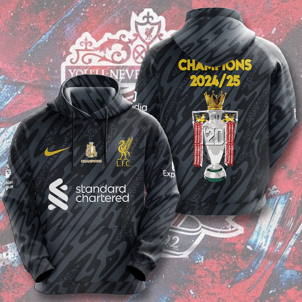 2025 Liverpool Fc Logo Champios Premier League Performance Hoodie