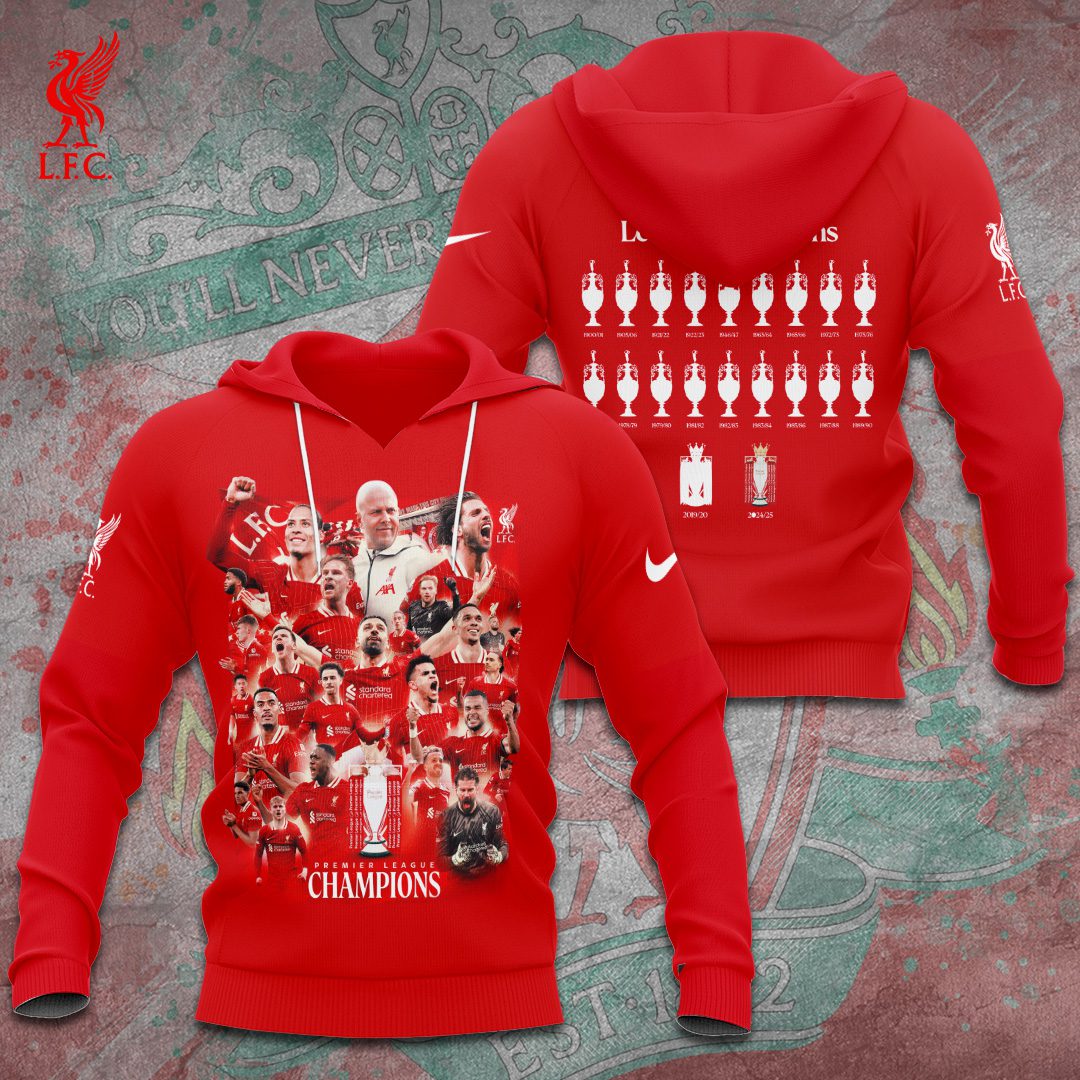 Liverpool Fc Cup Champions 2025 Premier League Performance Hoodie