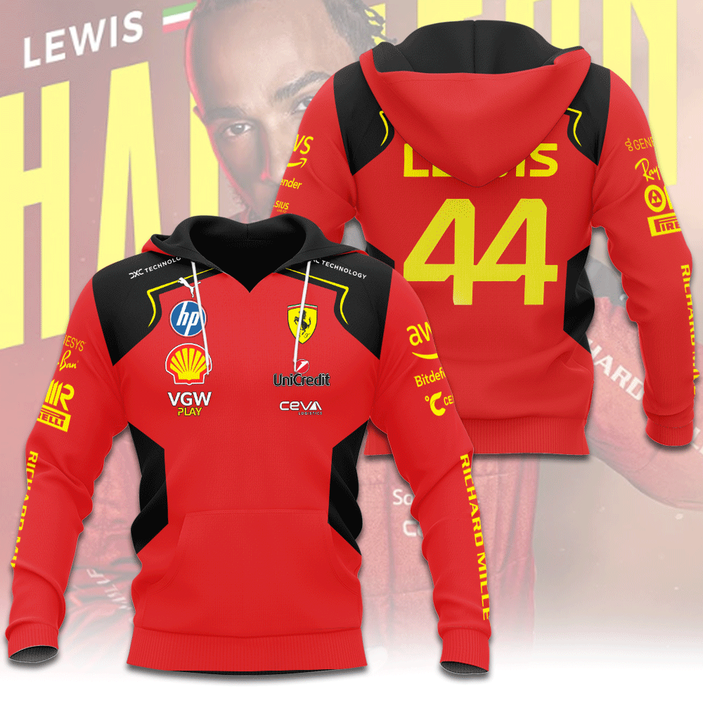 Scuderia Ferrari X Lewis Hamilton Performance 3D Red Hoodie