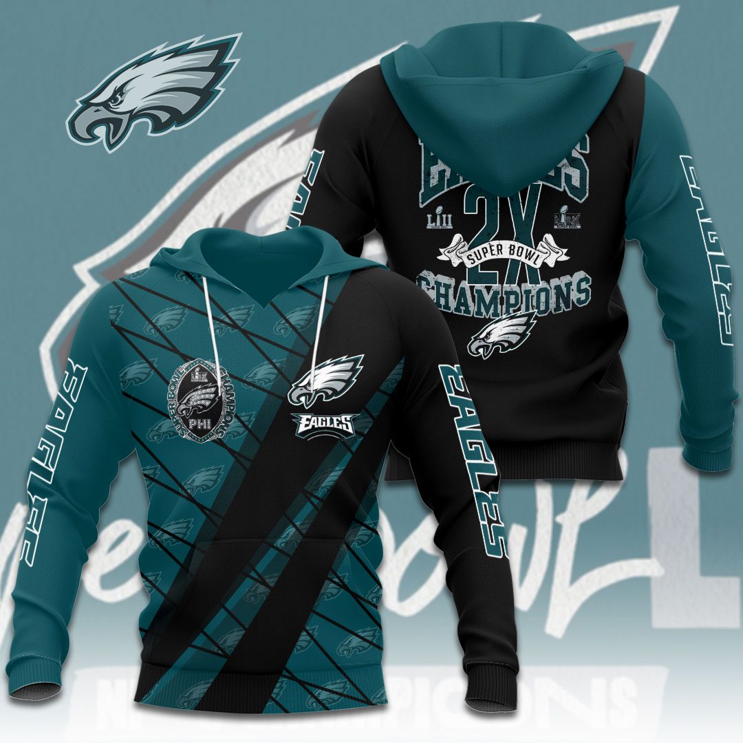 2025 Philadelphia Eagles Nfl Super Bowl 3D Hoodie 3D Hoodie For Fans