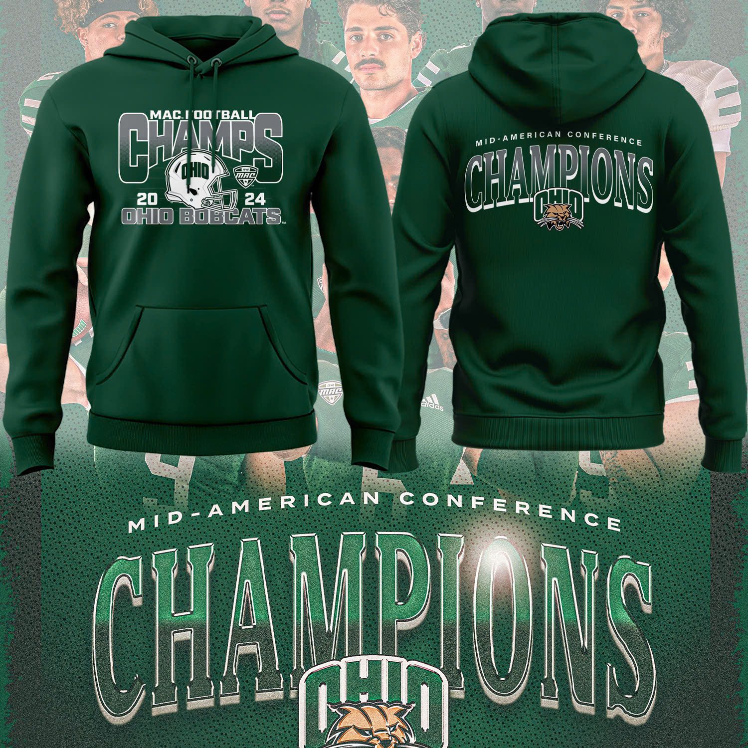 Mac Champions Ohio Bobcats Football Hoodie For Sport Fans
