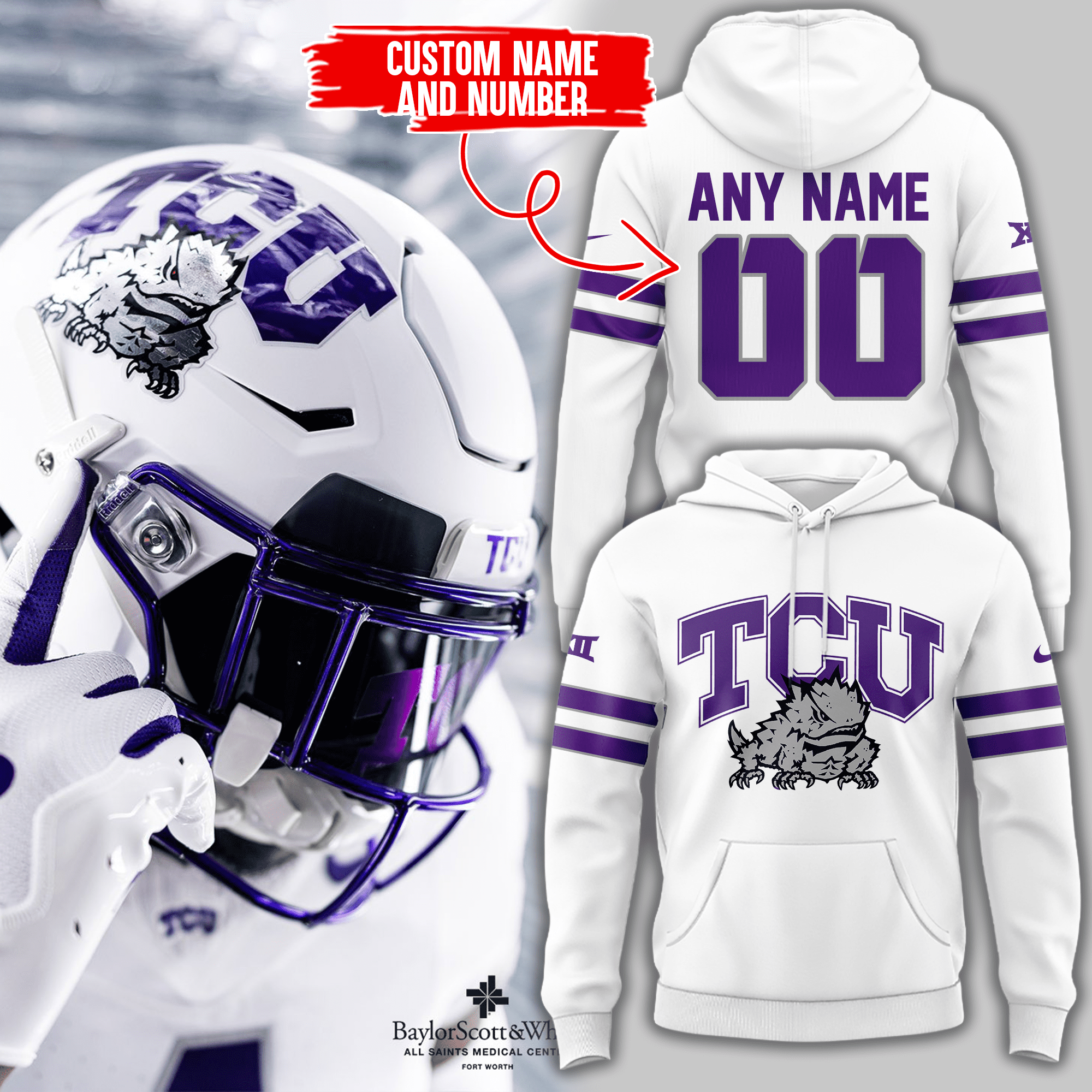 Tcu Football Hoodie Custom Name And Custom Number