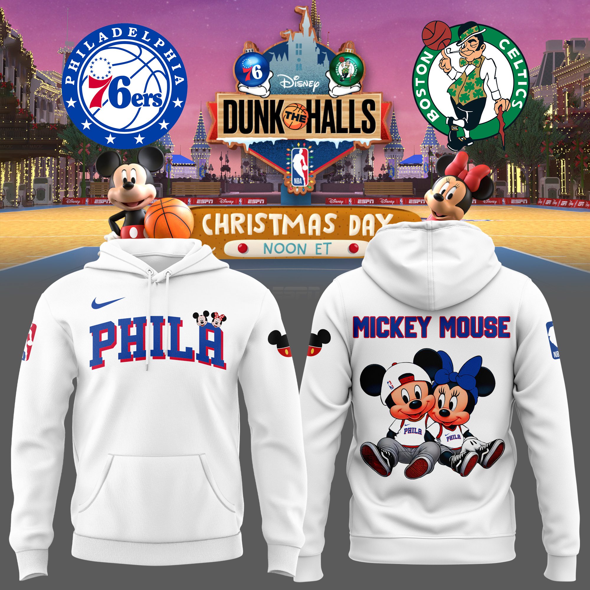 Limited Edition Philadelphia 76Ers X Mickey Mouse Hoodie