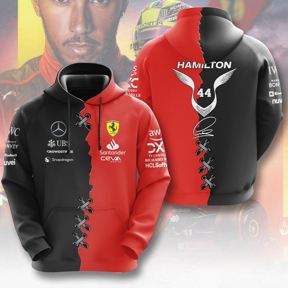 Lewis Hamilton Performance Hoodie Black And Red