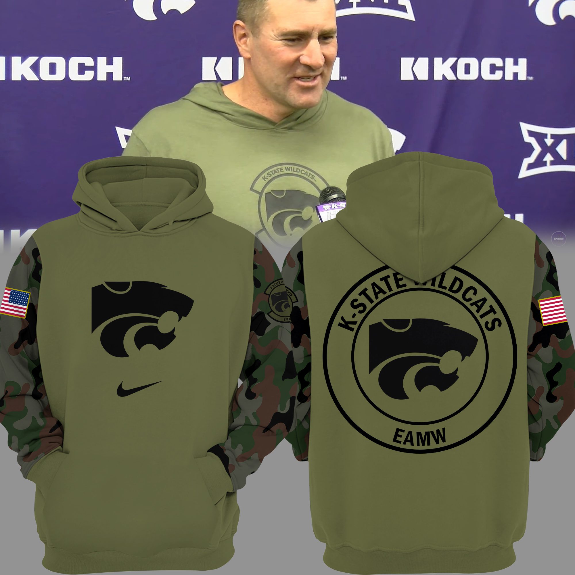 Kansas State Wildcats Football Logo Camo Hoodie