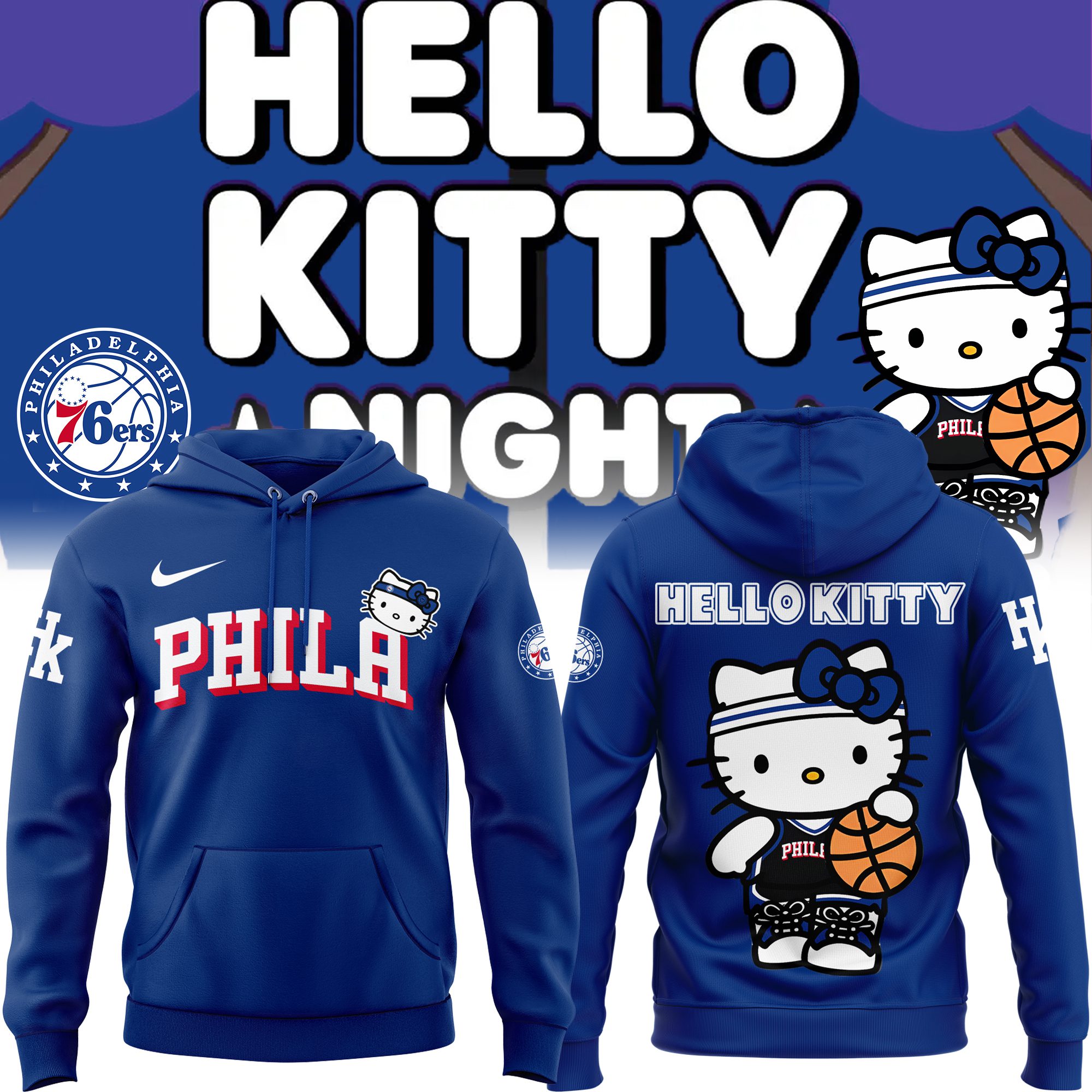 Limited Edition Philadelphia 76Ers X Hello Kitty Hoodie