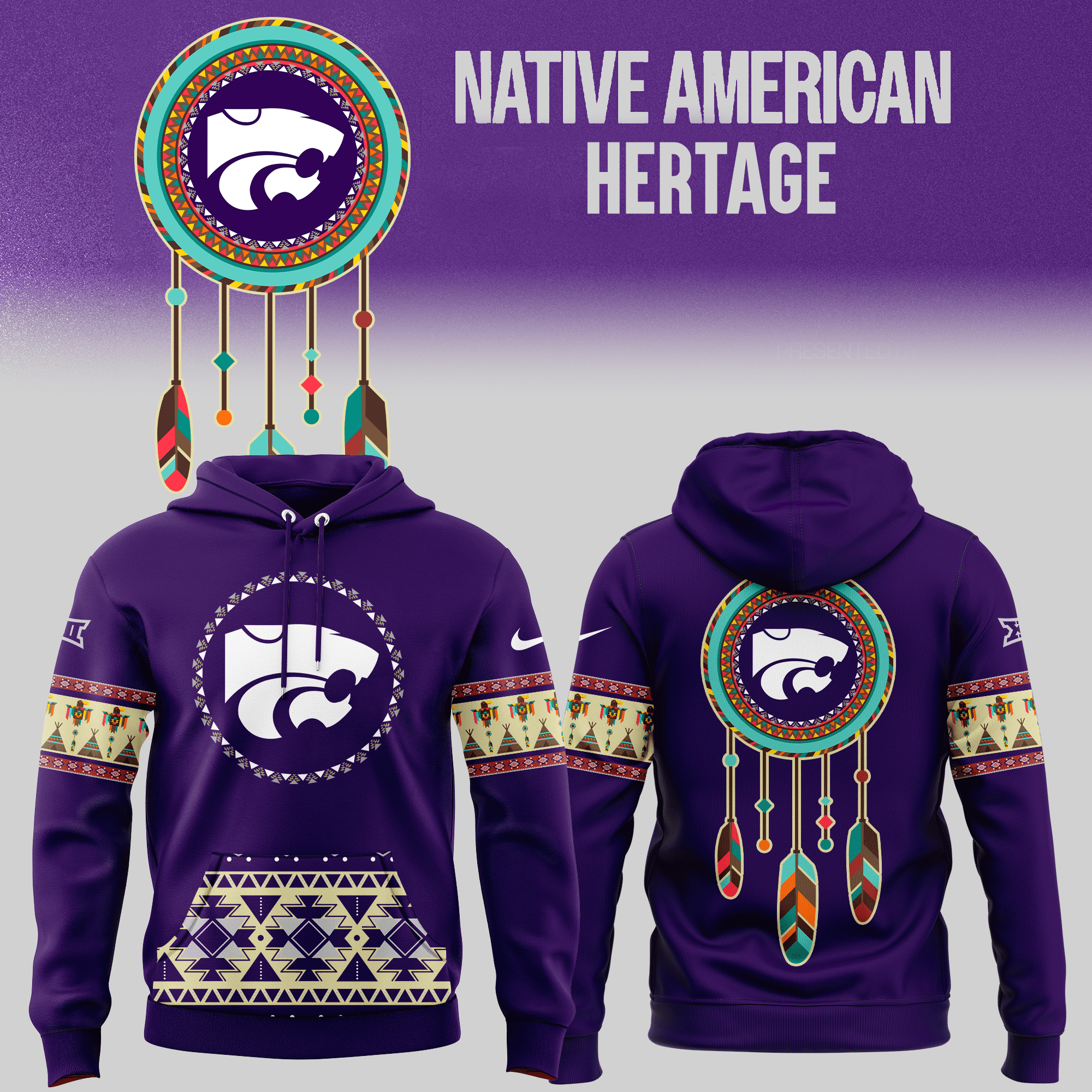 Kansas State Wildcats Football Native American Heritage Hoodie