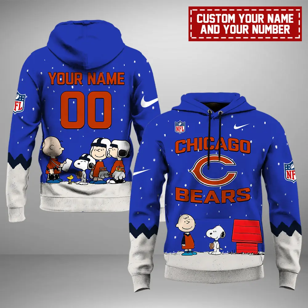 Chicago Bears Nfl Peanuts And Snoopy Night Personalized Hoodie