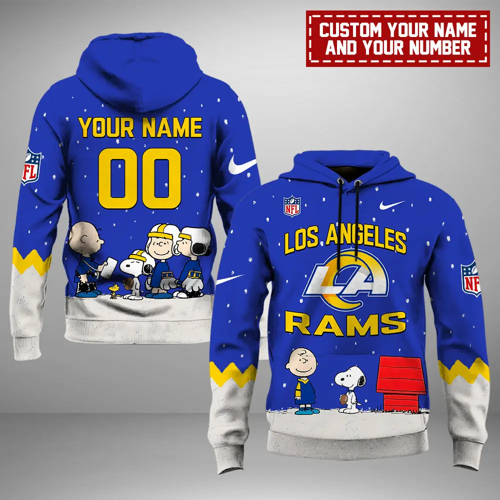 Los Angeles Rams Nfl Peanuts And Snoopy Night Personalized Hoodie