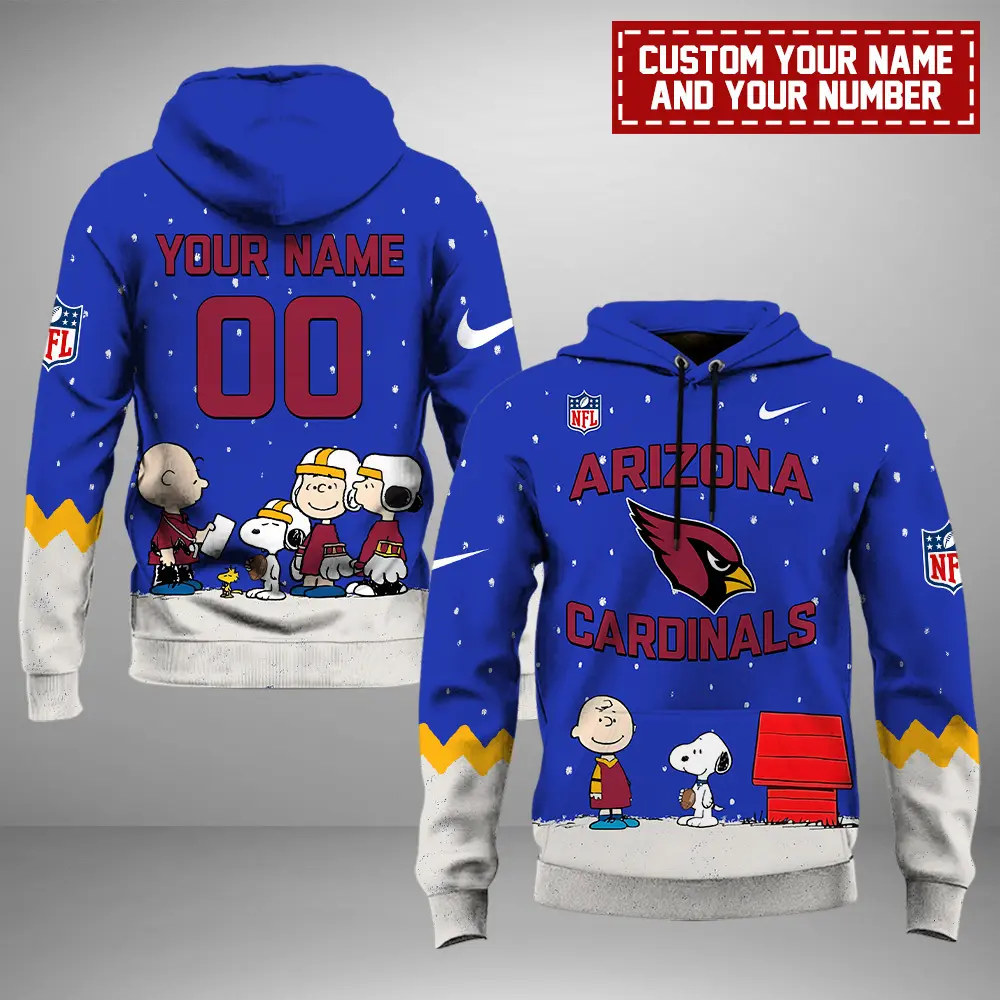 Arizona Cardinals Nfl Peanuts And Snoopy Night Personalized Hoodie