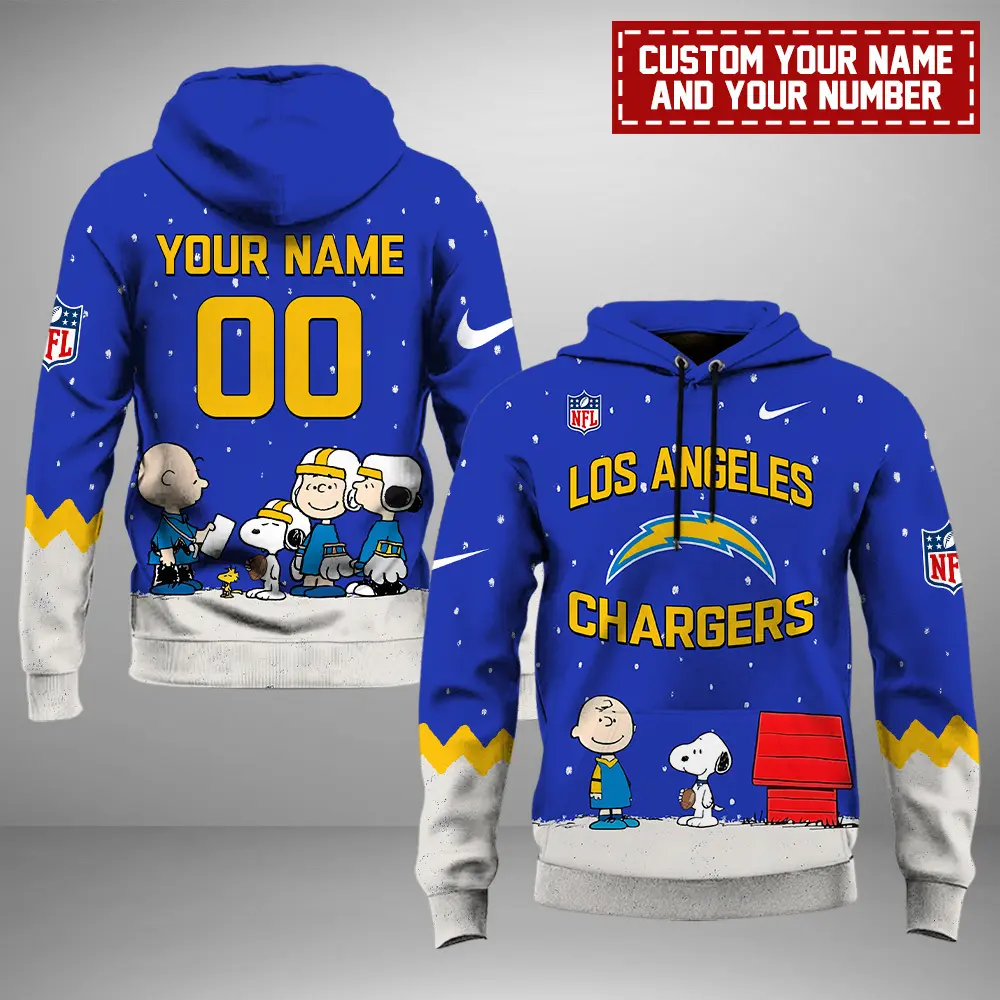 Los Angeles Chargers Nfl Peanuts And Snoopy Night Personalized Hoodie