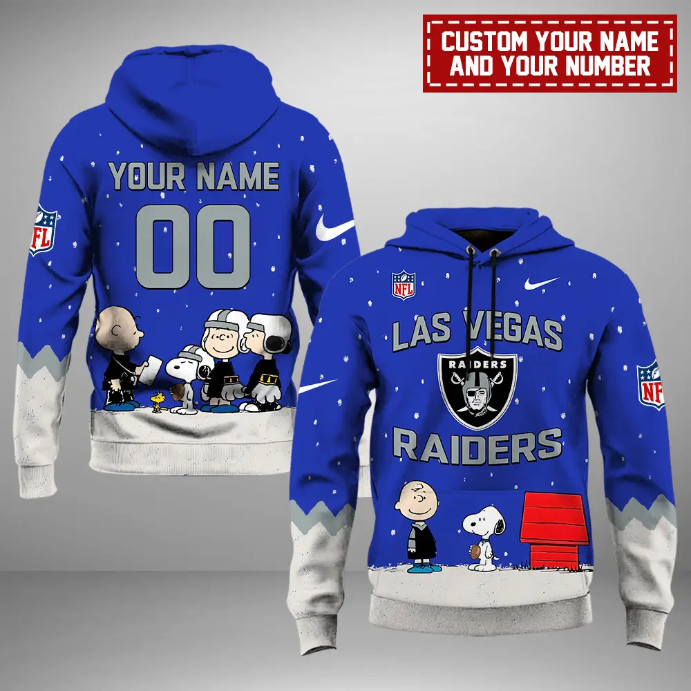 Las Vegas Raiders Nfl Peanuts And Snoopy Night Personalized Hoodie