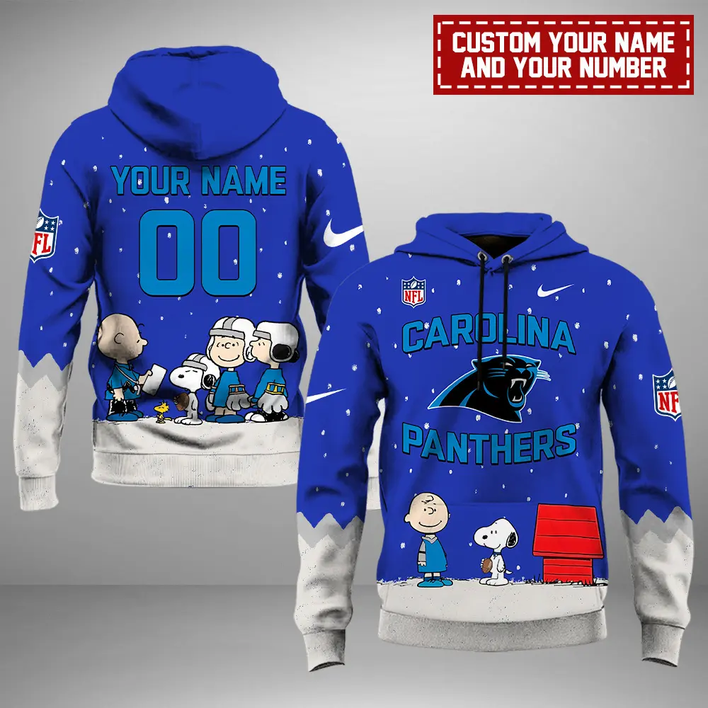 Carolina Panthers Nfl Peanuts And Snoopy Night Personalized Hoodie