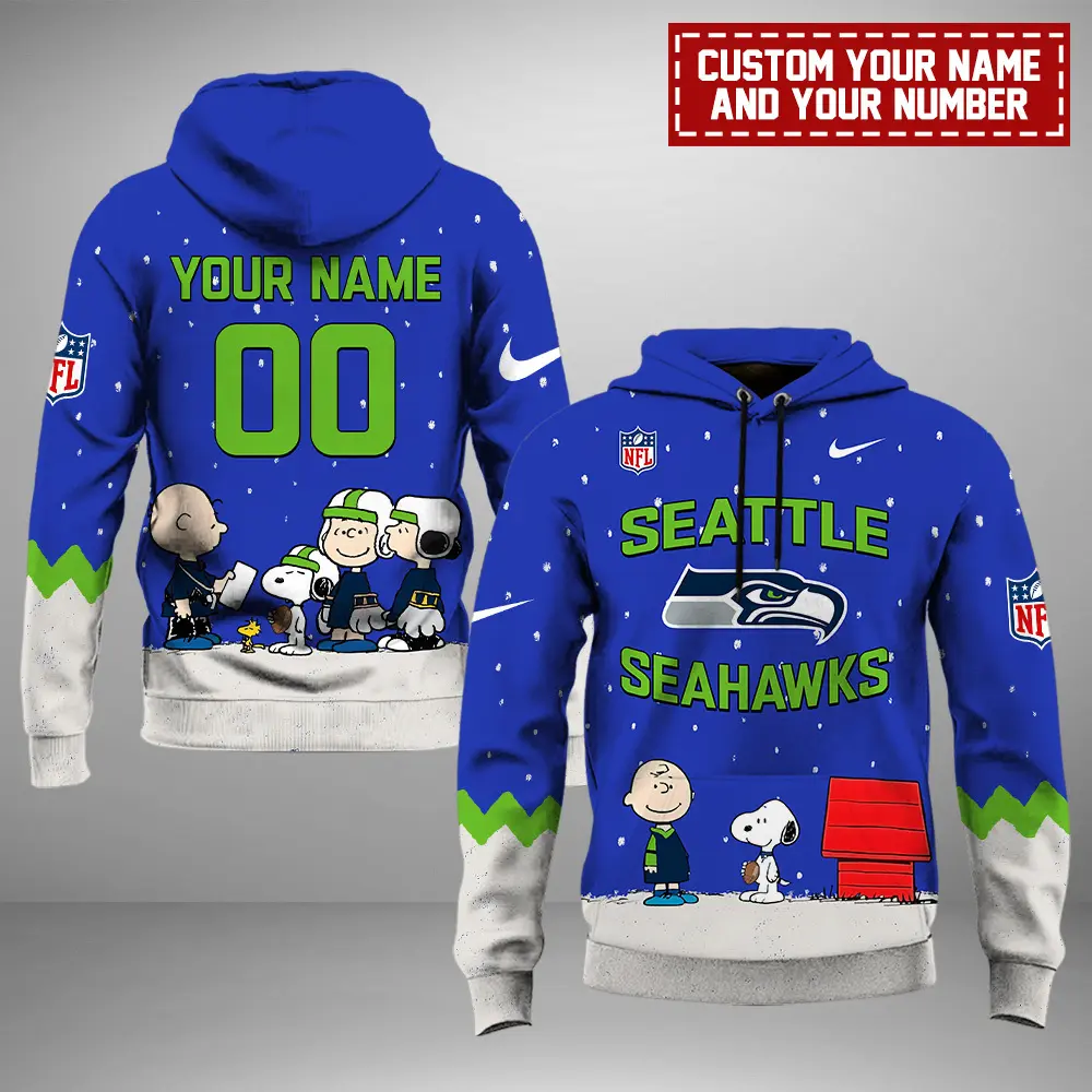 Seattle Seahawks Nfl Peanuts And Snoopy Night Personalized Hoodie