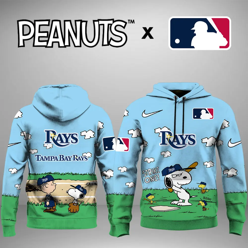 Tampa Bay Rays Mlb X Snoopy Peanuts 75Th Anniversary Hoodie