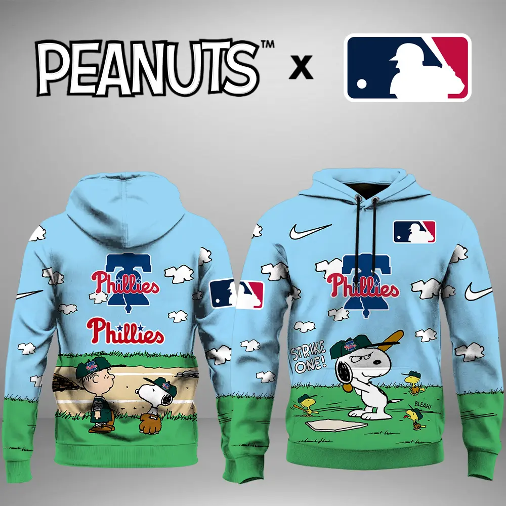 Philadelphia Phillies Mlb X Snoopy Peanuts 75Th Anniversary Hoodie