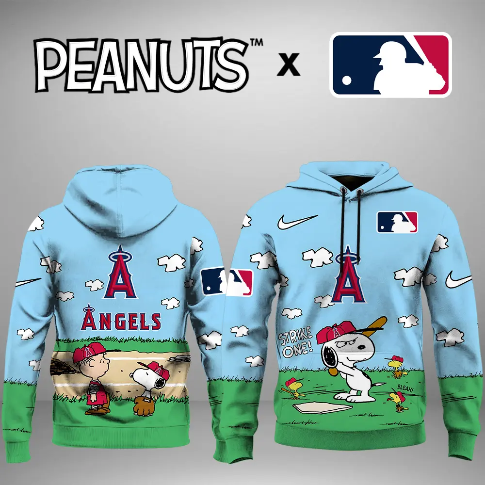 Los Angeles Angels Mlb X Snoopy Peanuts 75Th Anniversary Hoodie