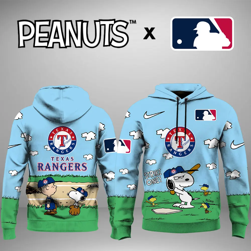 Texas Rangers Mlb X Snoopy Peanuts 75Th Anniversary Hoodie