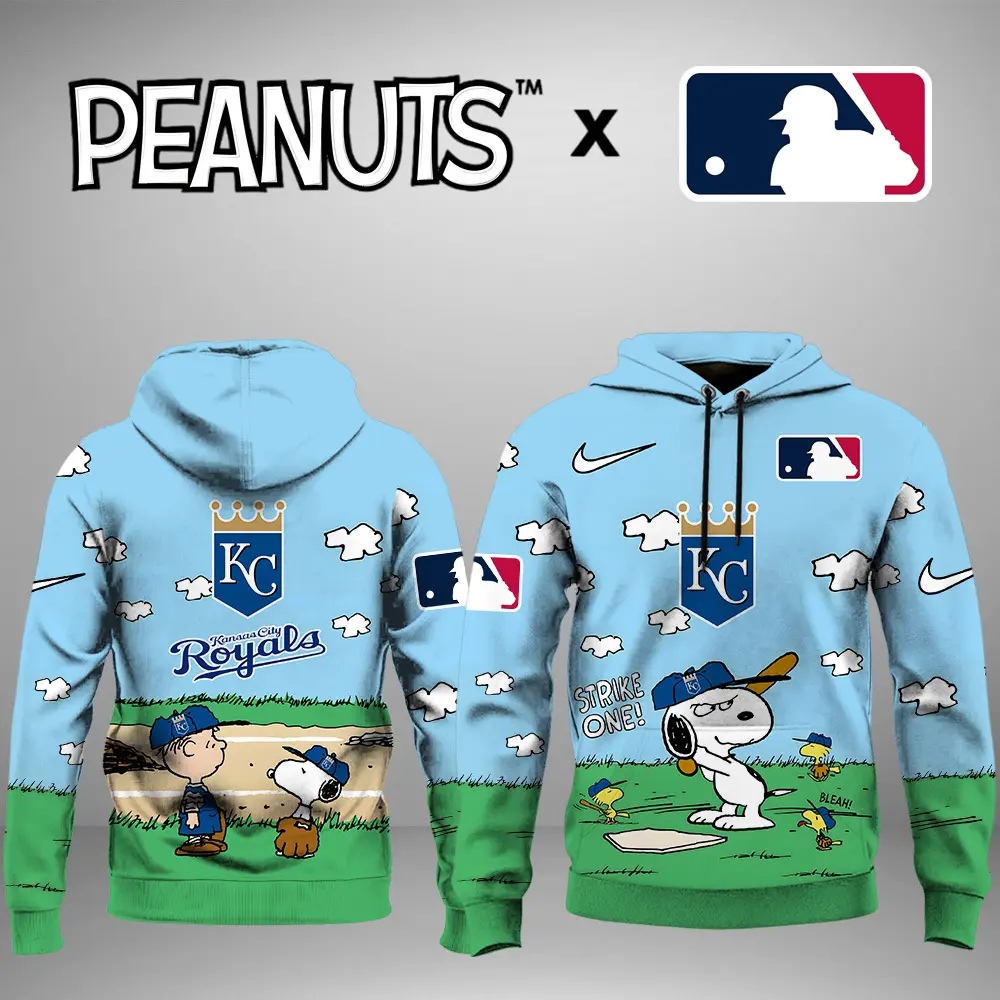 Kansas City Royals Mlb X Snoopy Peanuts 75Th Anniversary Hoodie