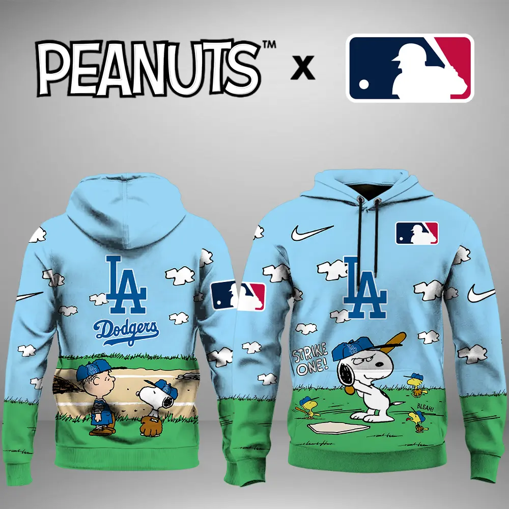 Los Angeles Dodgers Mlb X Snoopy Peanuts 75Th Anniversary Hoodie