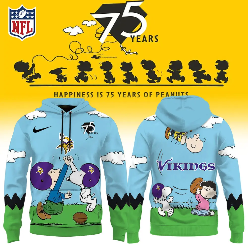 Minnesota Vikings Nfl X Snoopy Peanuts 75Th Anniversary Hoodie