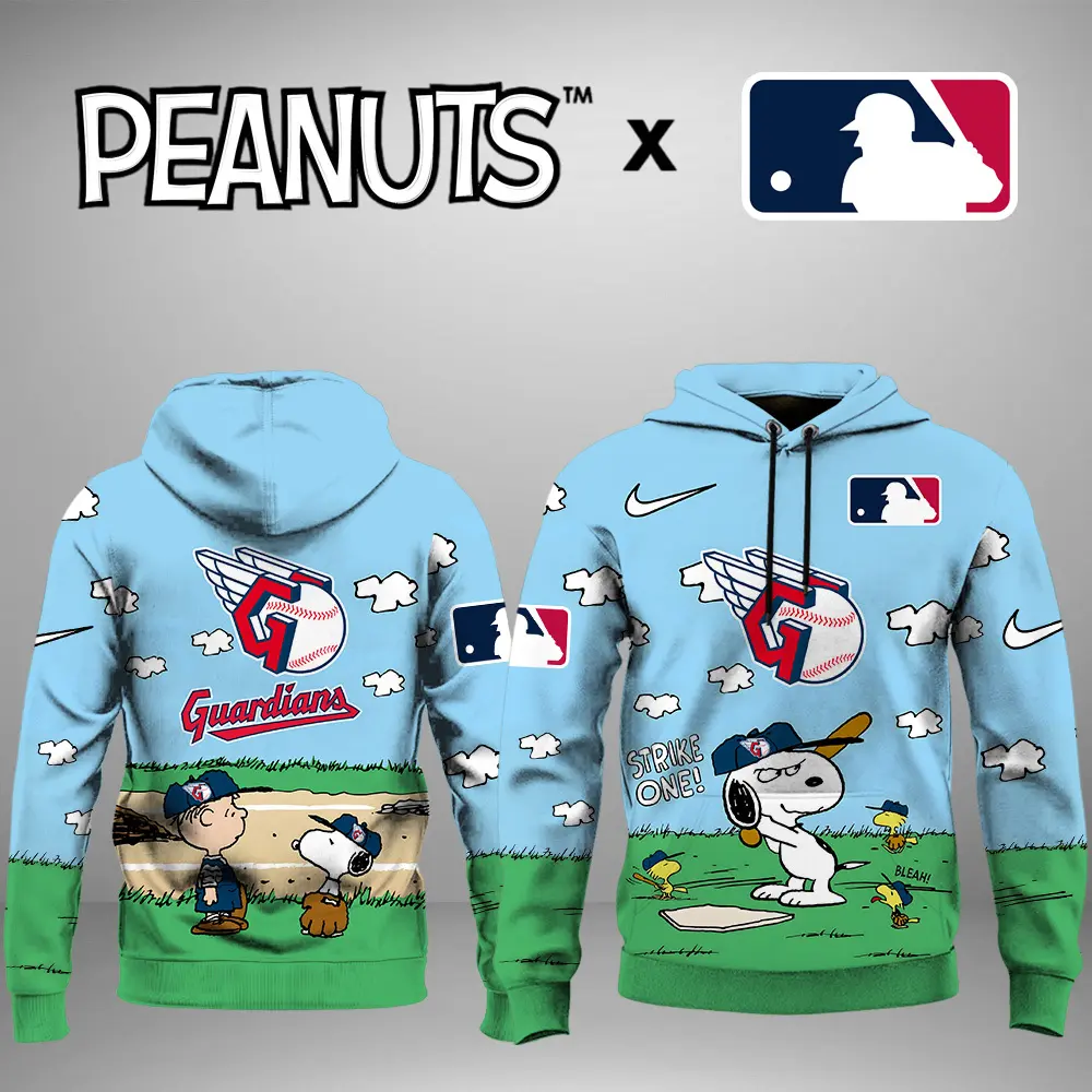 Cleveland Guardians Mlb X Snoopy Peanuts 75Th Anniversary Hoodie