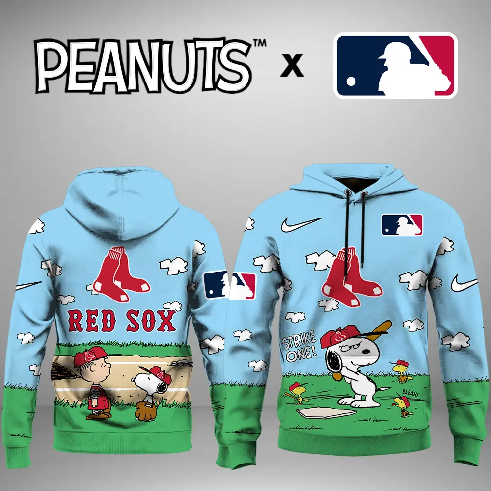 Boston Red Sox Mlb X Snoopy Peanuts 75Th Anniversary Hoodie