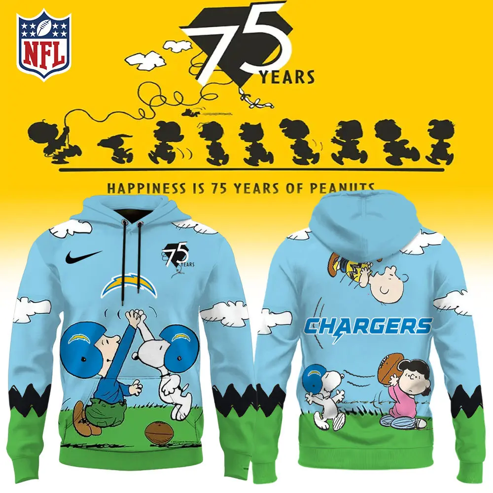 Los Angeles Chargers Nfl X Snoopy Peanuts 75Th Anniversary Hoodie