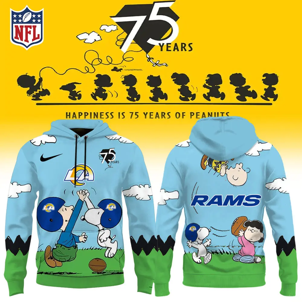 Los Angeles Rams Nfl X Snoopy Peanuts 75Th Anniversary Hoodie