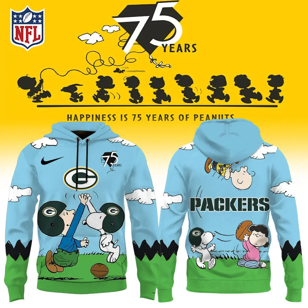 Green Bay Packers Nfl X Snoopy Peanuts 75Th Anniversary Hoodie