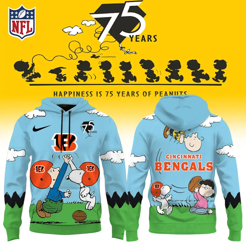 Cincinnati Bengals Nfl X Snoopy Peanuts 75Th Anniversary Hoodie
