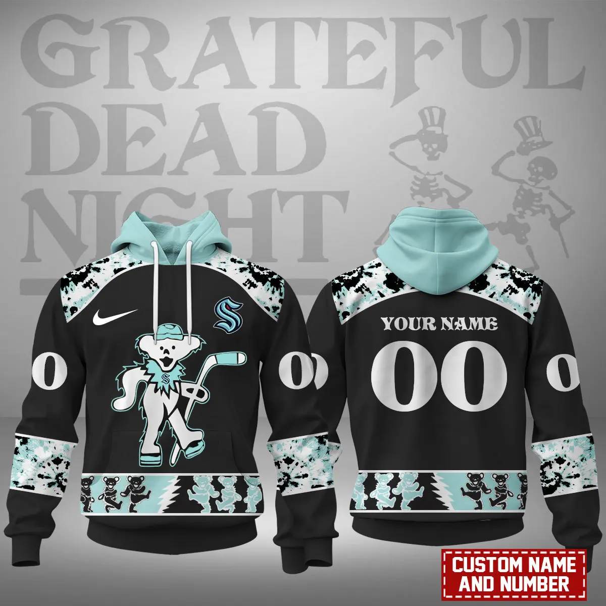 Seattle Kraken Nhl Grateful Dead Night Hoodie 3D