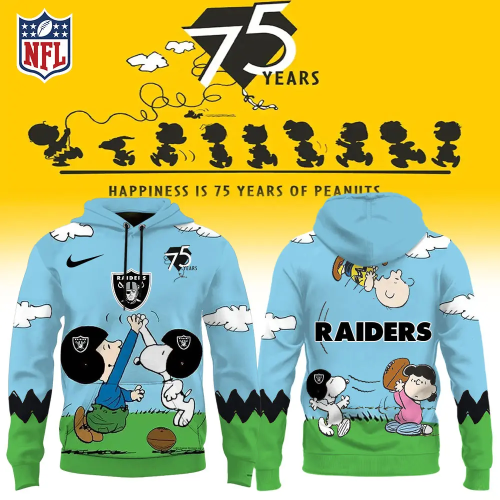 Las Vegas Raiders Nfl X Snoopy Peanuts 75Th Anniversary Hoodie