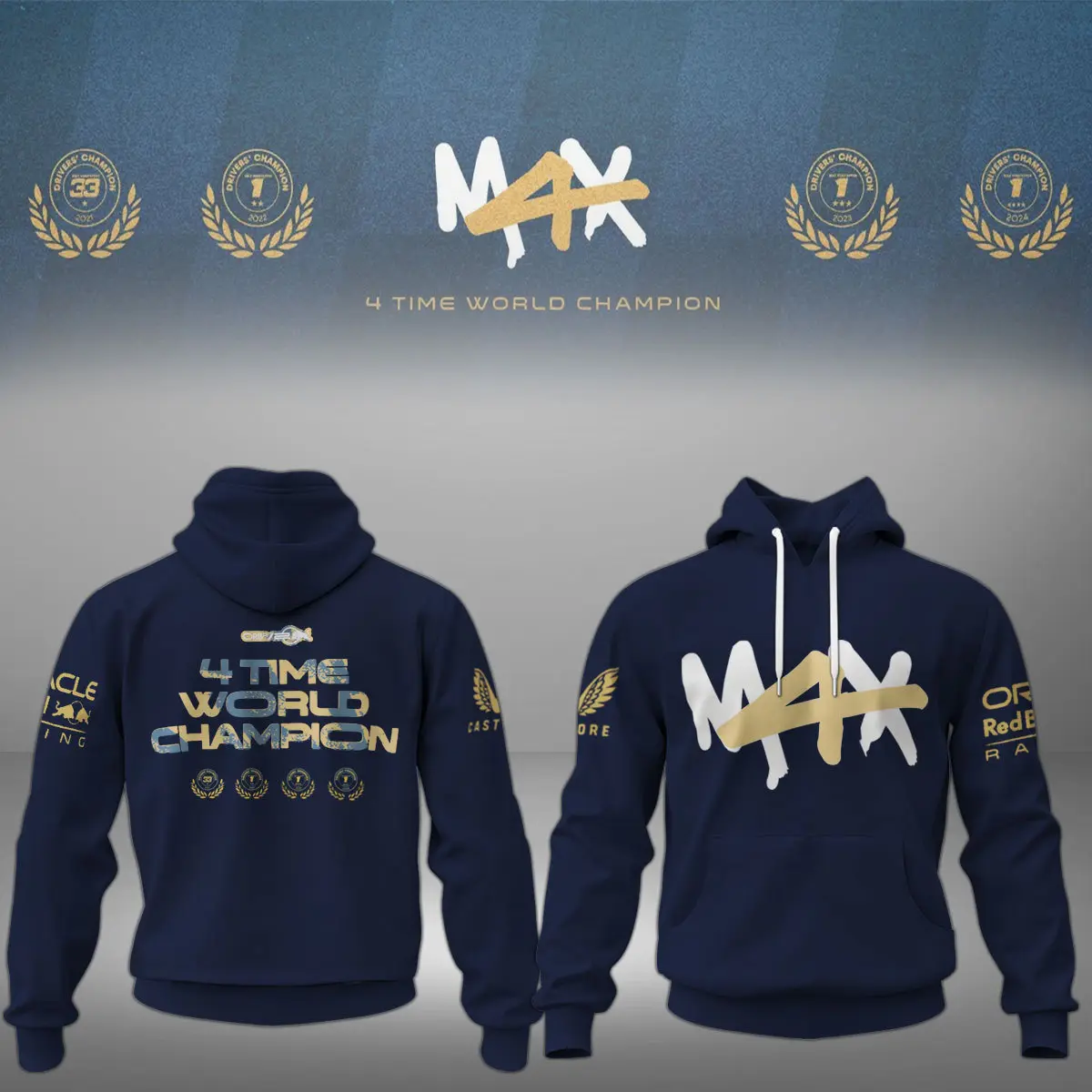 Max Verstappen Red Bull Racing World Champion Hoodie 3D Navy