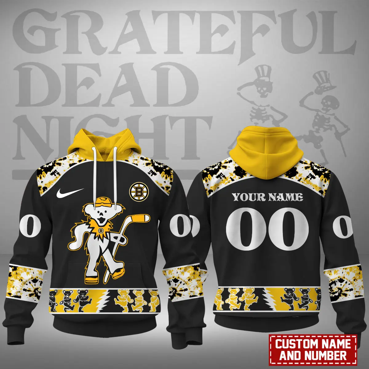 Boston Bruins Nhl Grateful Dead Night Hoodie 3D