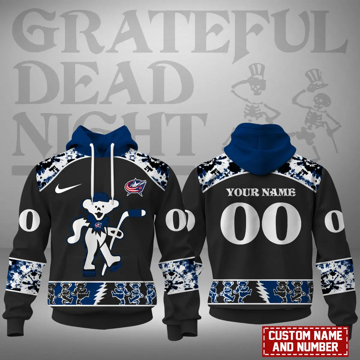 Columbus Blue Jackets Nhl Grateful Dead Night Hoodie 3D