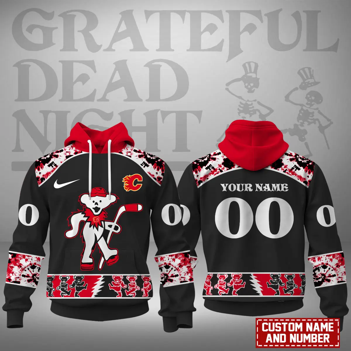 Calgary Flames Nhl Grateful Dead Night Hoodie 3D