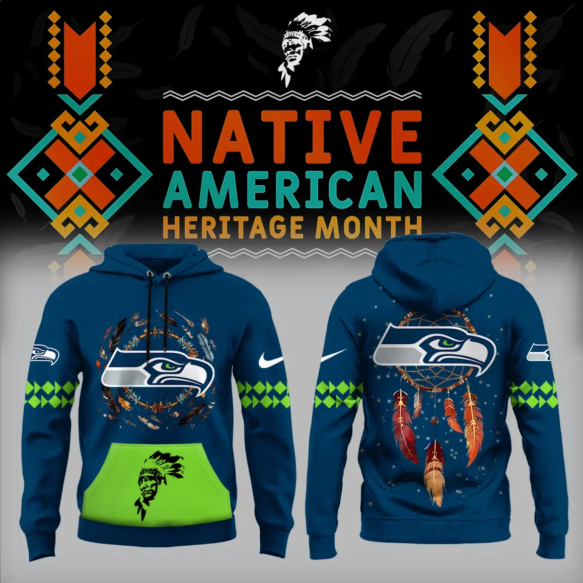 Seattle Seahawks Nfl Native American Heritage Month Hoodie