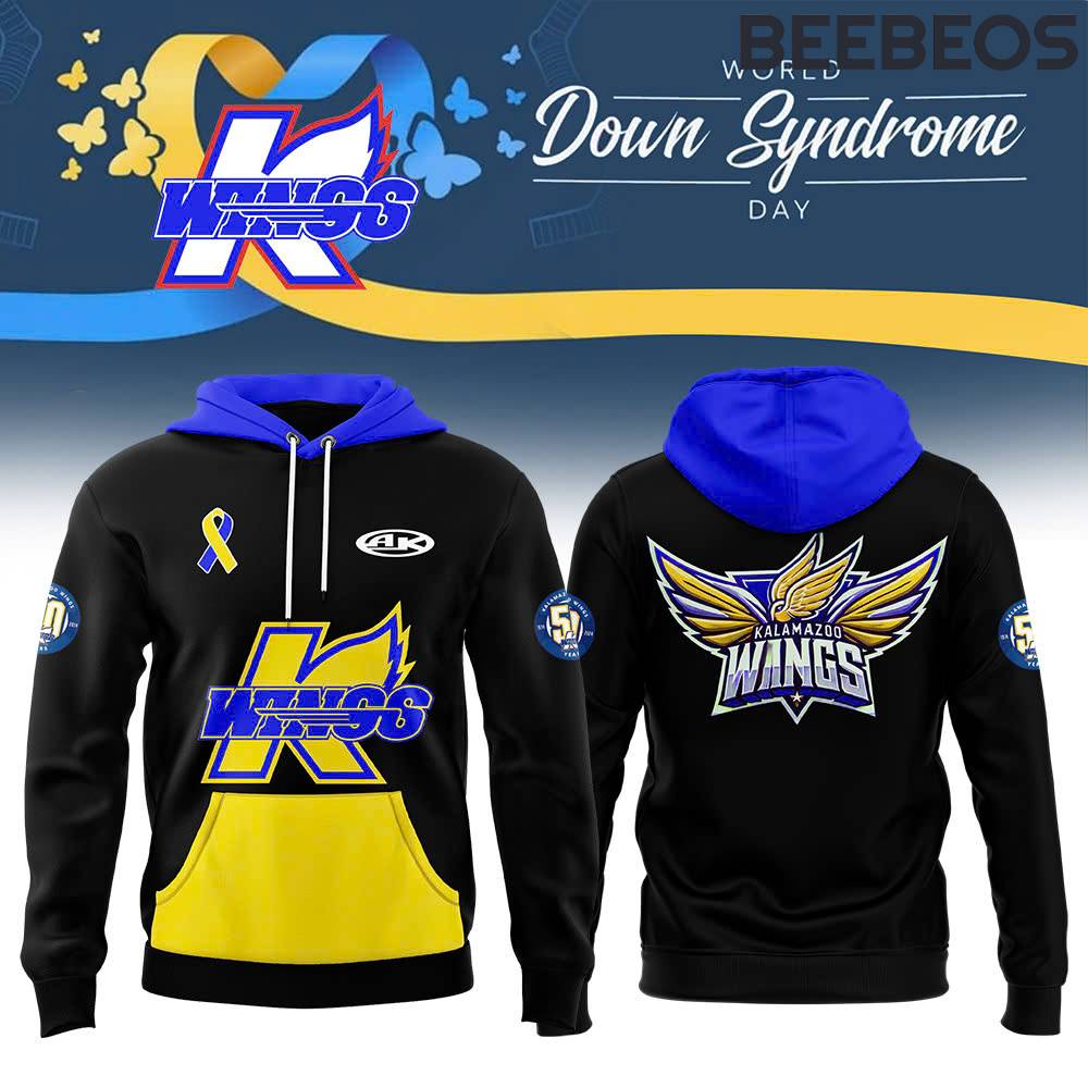 Kalamazoo Wings X World Down Syndrome Day Black Hoodie 3D