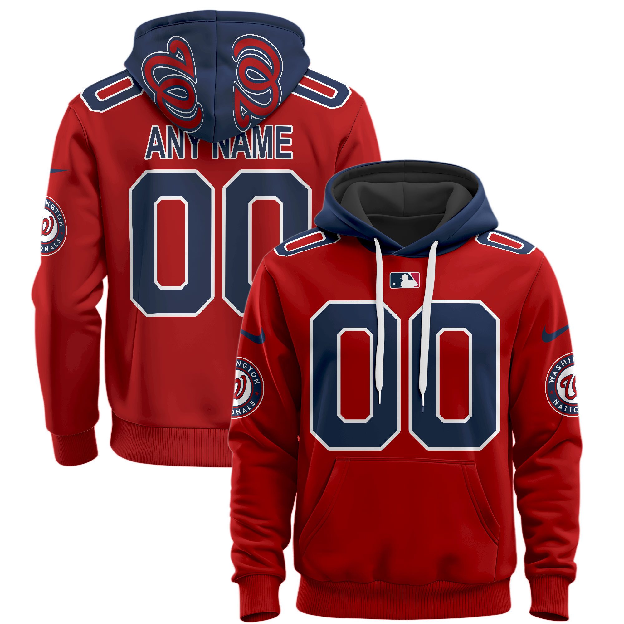Washington Nationals Custom Name Number Hoodie Style Jersey