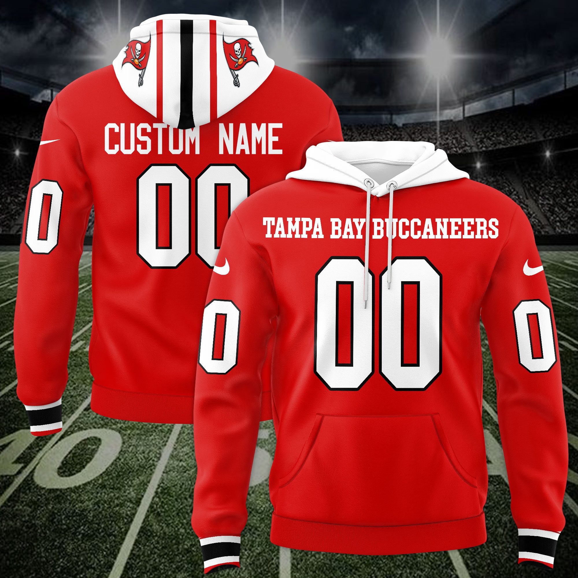 Tampa Bay Buccaneers Custom Name And Number Hoodie Style Jersey 2025
