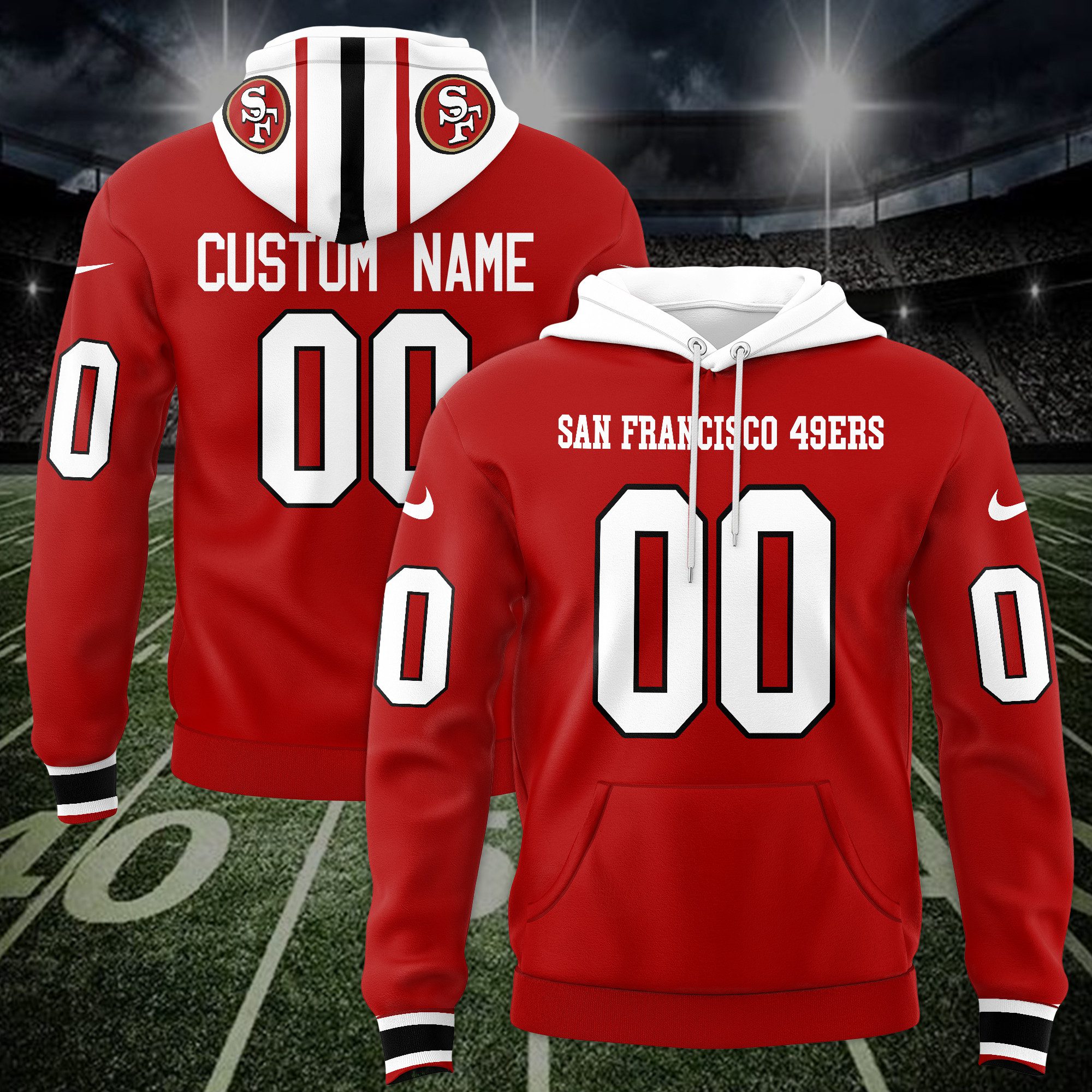 San Francisco 49Ers Custom Name And Number Hoodie Style Jersey 2025