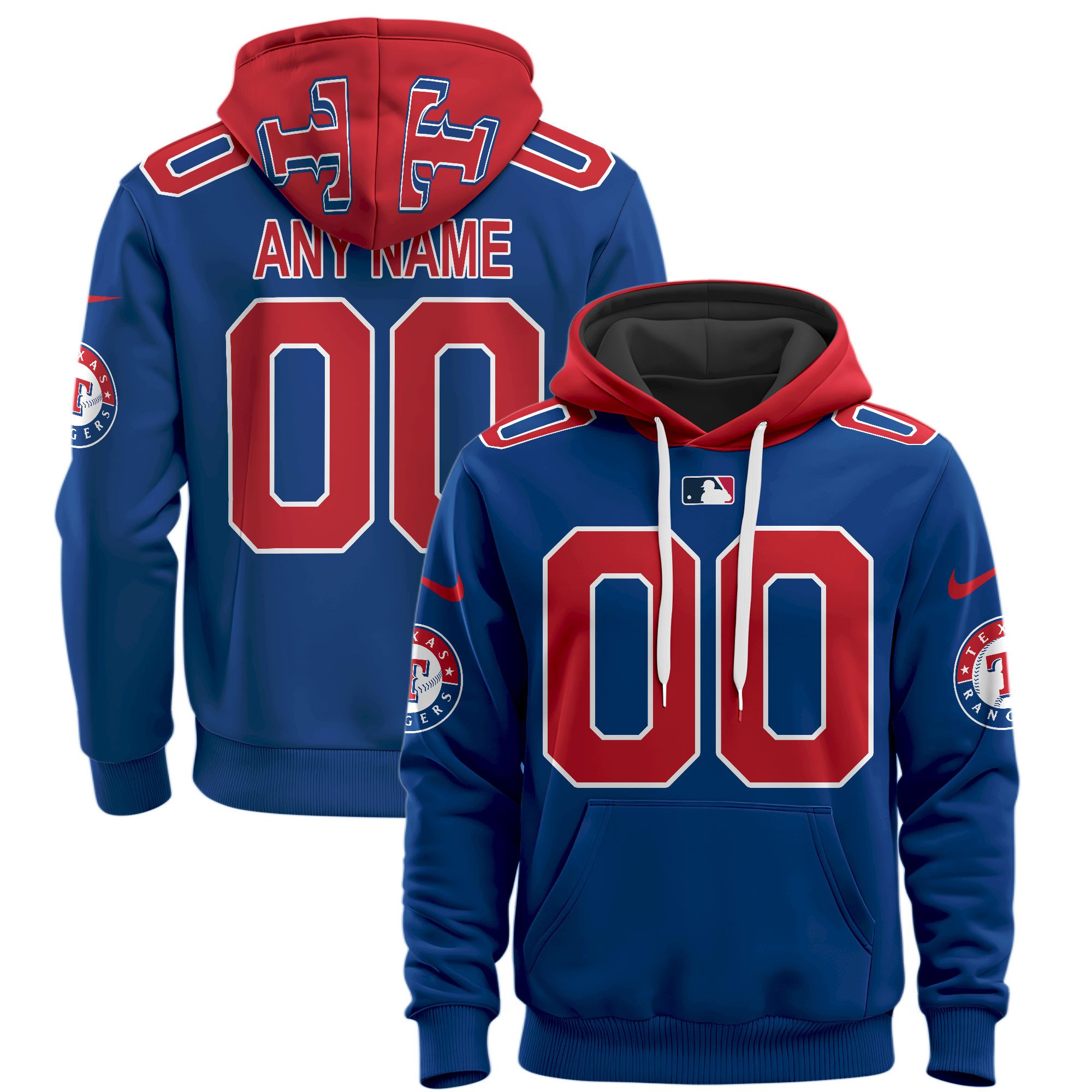Texas Rangers Custom Name Number Hoodie Style Jersey